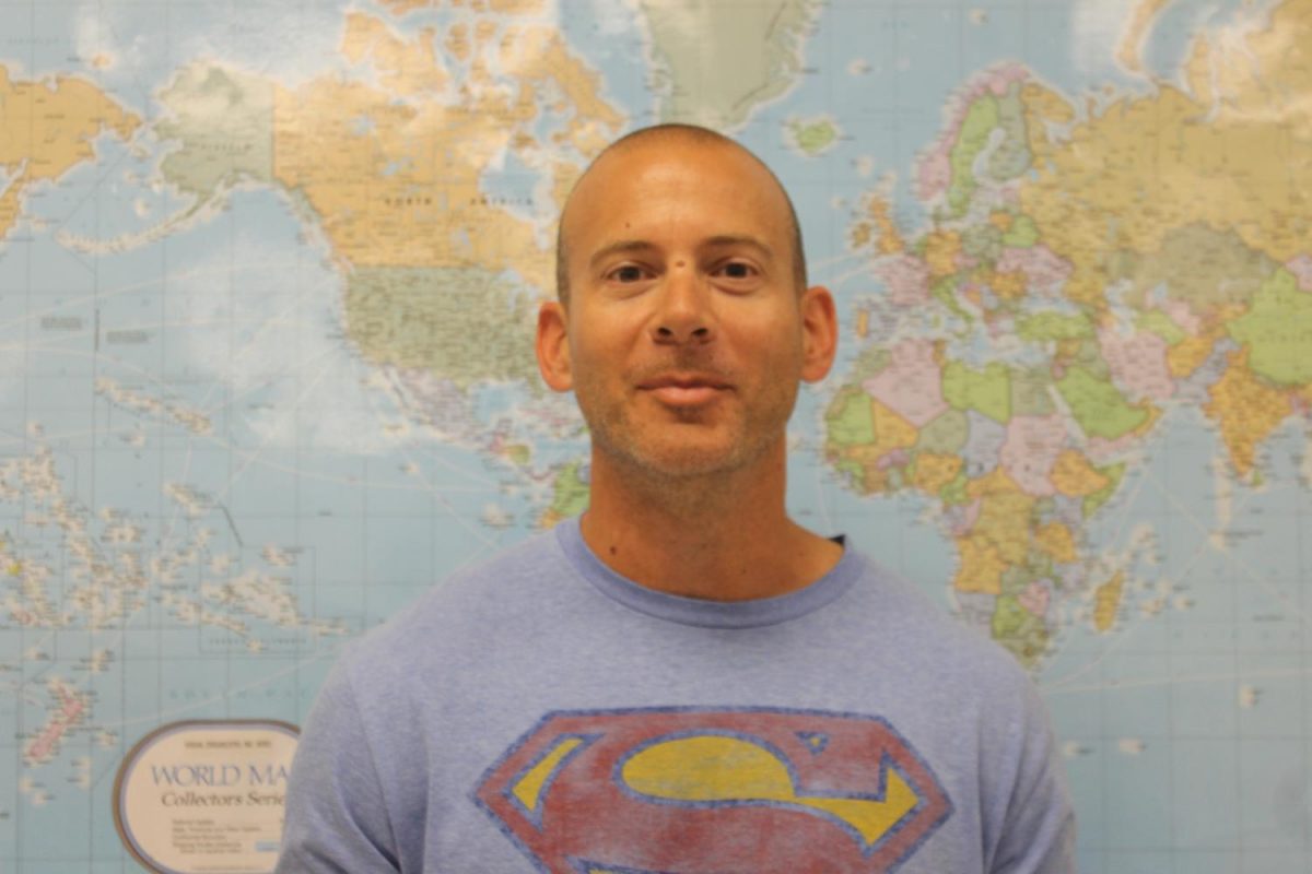Coach Hurley wore his superman shirt to celebrate superhero vs villain day.