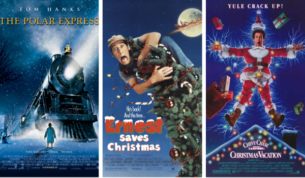 In order: The Polar Express, Ernest Saves Christmas, National Lampoons Christmas Vacation